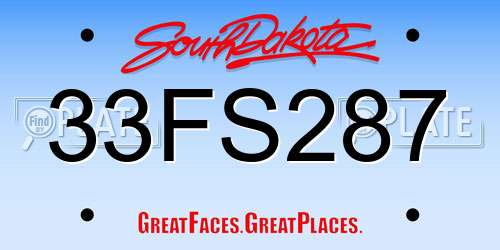 33FS287 South Dakota License Plate
