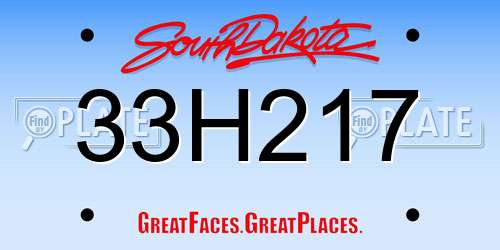 33H217 South Dakota License Plate
