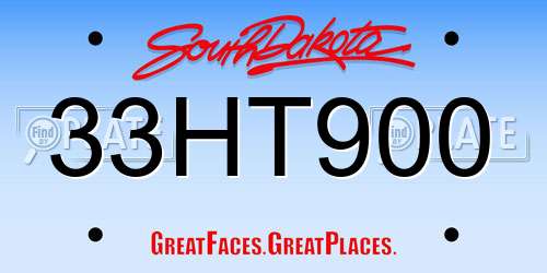 33HT900 South Dakota License Plate