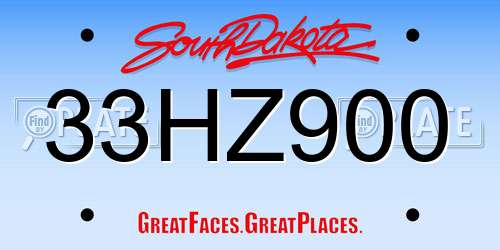 33HZ900 South Dakota License Plate