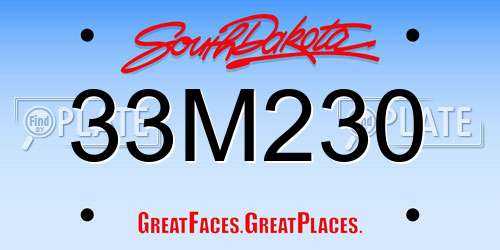 33M230 South Dakota License Plate
