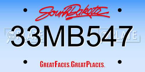 33MB547 South Dakota License Plate