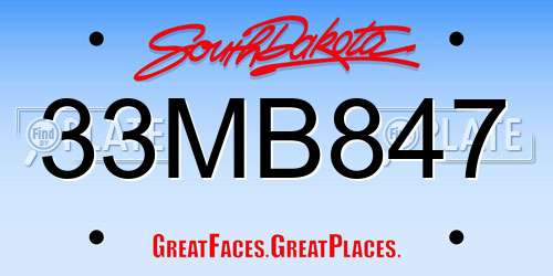 33MB847 South Dakota License Plate