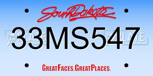 33MS547 South Dakota License Plate
