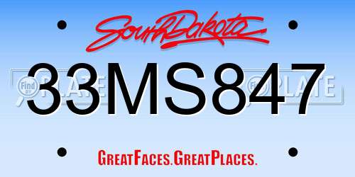 33MS847 South Dakota License Plate