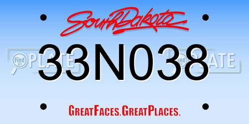 33N038 South Dakota License Plate