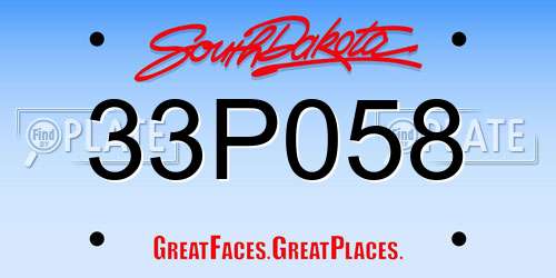 33P058 South Dakota License Plate