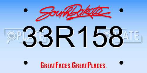 33R158 South Dakota License Plate
