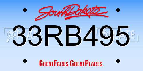 33RB495 South Dakota License Plate