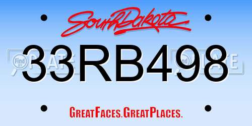 33RB498 South Dakota License Plate
