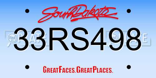 33RS498 South Dakota License Plate