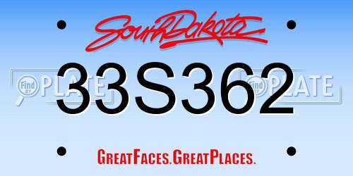 33S362 South Dakota License Plate