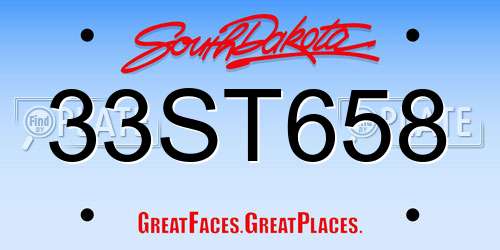 33ST658 South Dakota License Plate