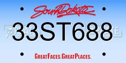 33ST688 South Dakota License Plate