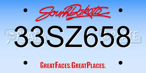 33SZ658 South Dakota License Plate