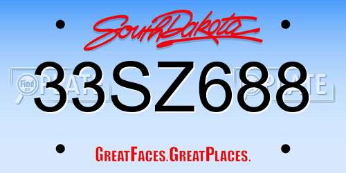 33SZ688 South Dakota License Plate