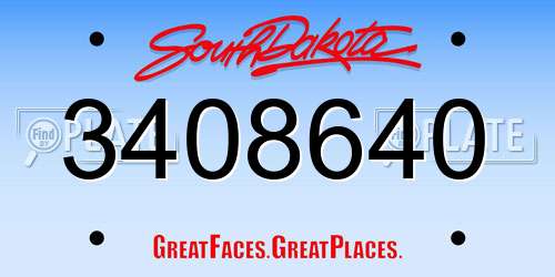 3408640 South Dakota License Plate