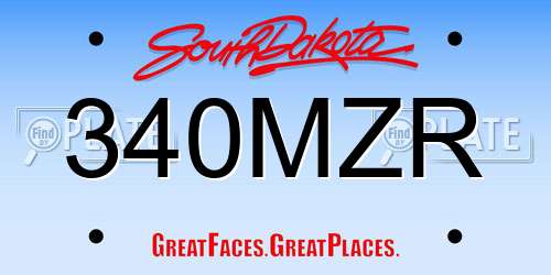 340MZR South Dakota License Plate