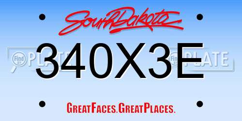 340X3E South Dakota License Plate