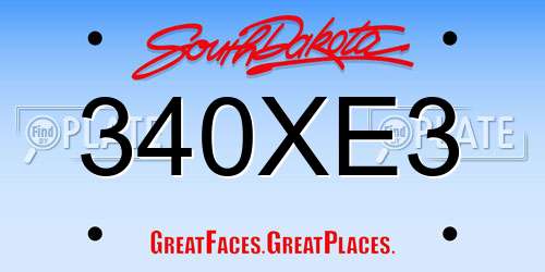 340XE3 South Dakota License Plate