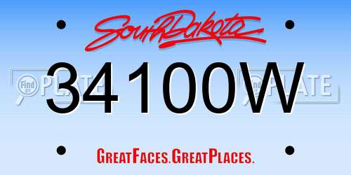 34100W South Dakota License Plate