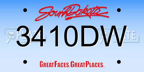 3410DW South Dakota License Plate