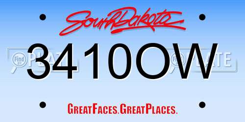 3410OW South Dakota License Plate
