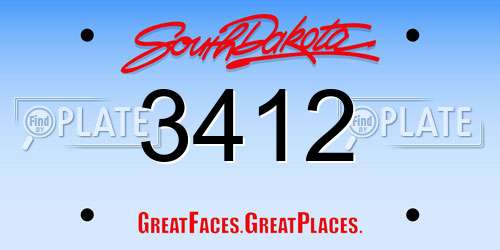 3412 South Dakota License Plate