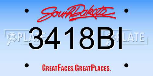 3418BI South Dakota License Plate