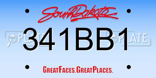 341BB1 South Dakota License Plate