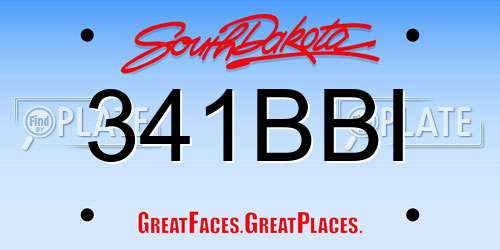 341BBI South Dakota License Plate