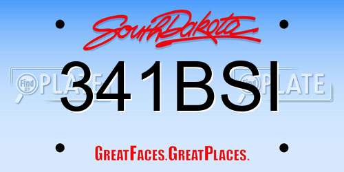 341BSI South Dakota License Plate