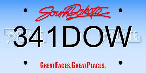 341DOW South Dakota License Plate