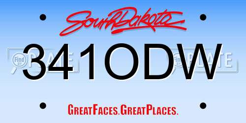 341ODW South Dakota License Plate