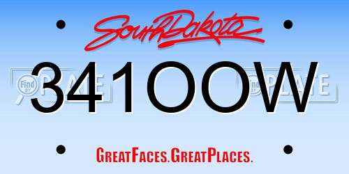 341OOW South Dakota License Plate