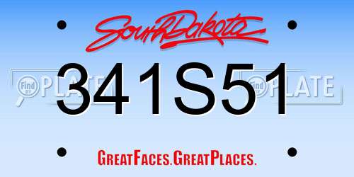 341S51 South Dakota License Plate
