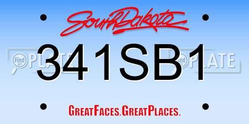 341SB1 South Dakota License Plate