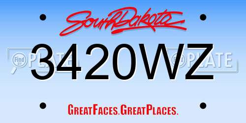 3420WZ South Dakota License Plate