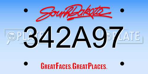 342A97 South Dakota License Plate