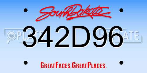 342D96 South Dakota License Plate