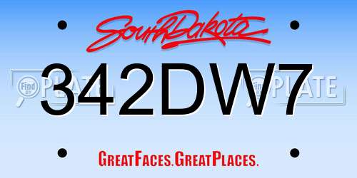 342DW7 South Dakota License Plate
