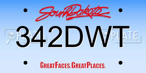 342DWT South Dakota License Plate