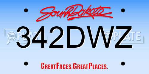 342DWZ South Dakota License Plate