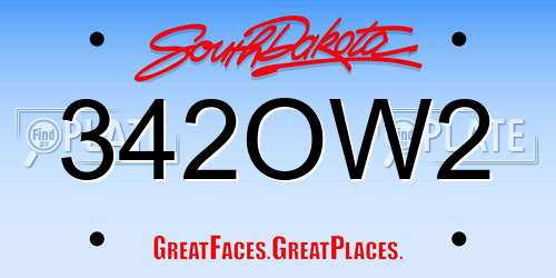 342OW2 South Dakota License Plate