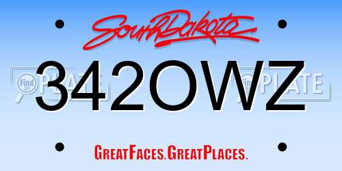 342OWZ South Dakota License Plate