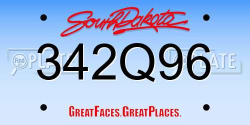 342Q96 South Dakota License Plate