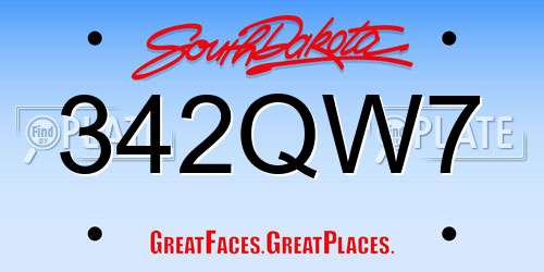 342QW7 South Dakota License Plate