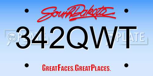 342QWT South Dakota License Plate