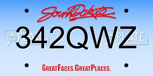 342QWZ South Dakota License Plate