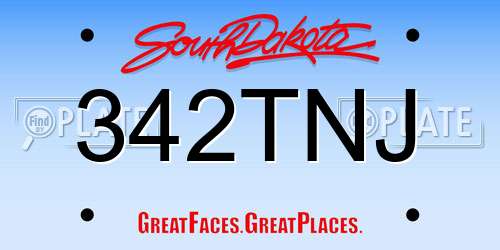 342TNJ South Dakota License Plate